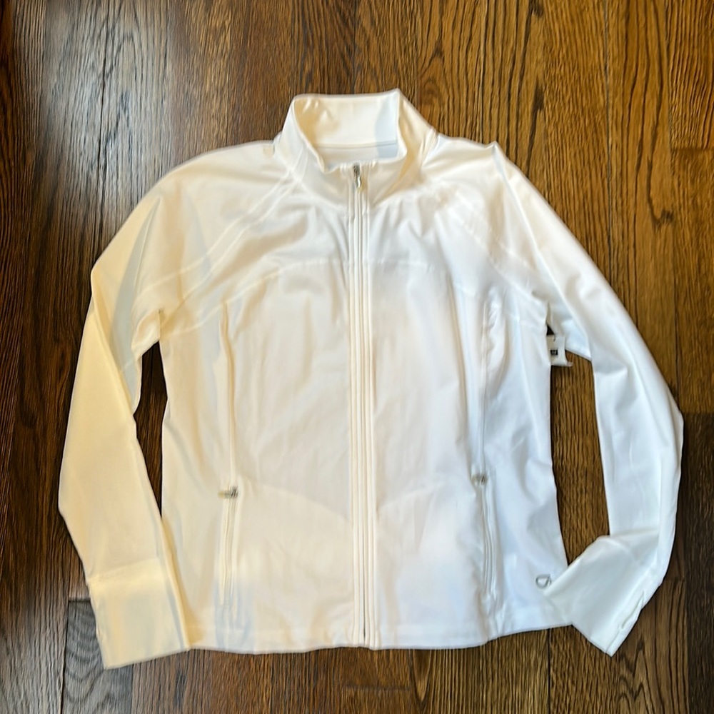 NWT Gap Body Fit workout jacket, white, size XL